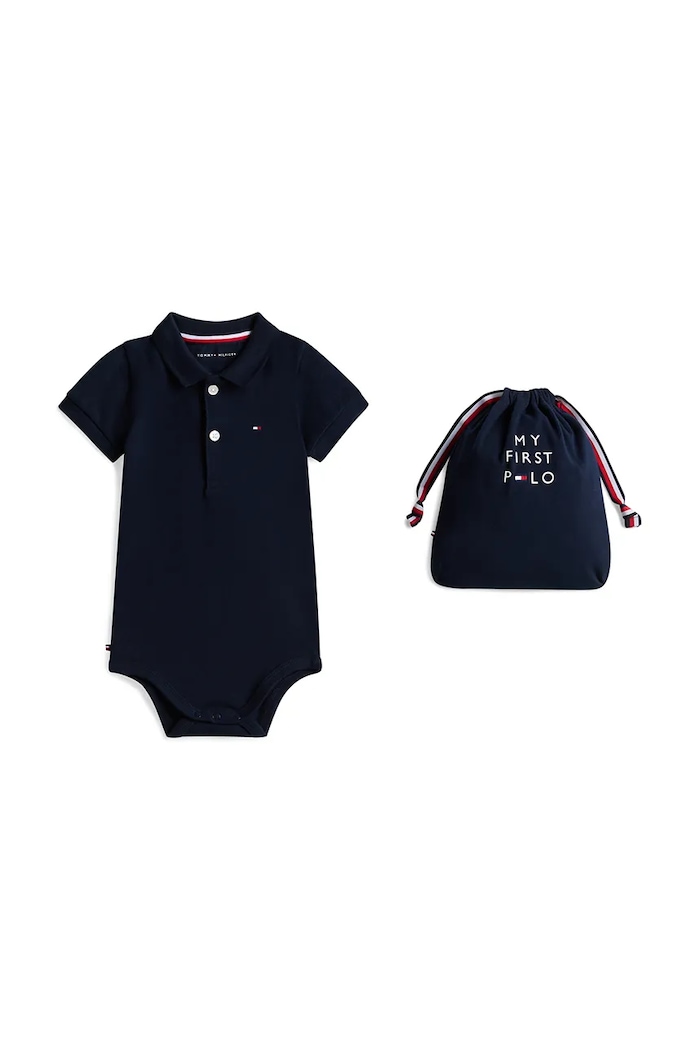 Tommy Hilfiger body detské bavlnené s elastanom tmavomodrá KN0KN02372.PPY2