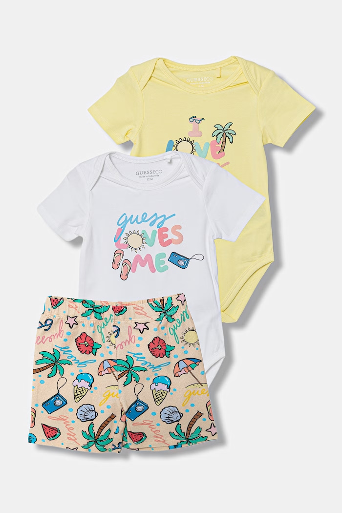 Guess compleu pentru bebeluși din bumbac cu elastan galben H6GW09.K6YW1.PPY2.M