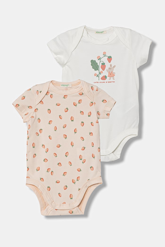 Dojčenské bavlnené body s elastanom United Colors of Benetton 2-pak biela 3WGGAB010.W.Stagionale