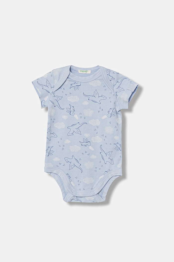 Dojčenské bavlnené body s elastanom United Colors of Benetton 2-pak 3WGGAB010.W.Stagionale biela SS26