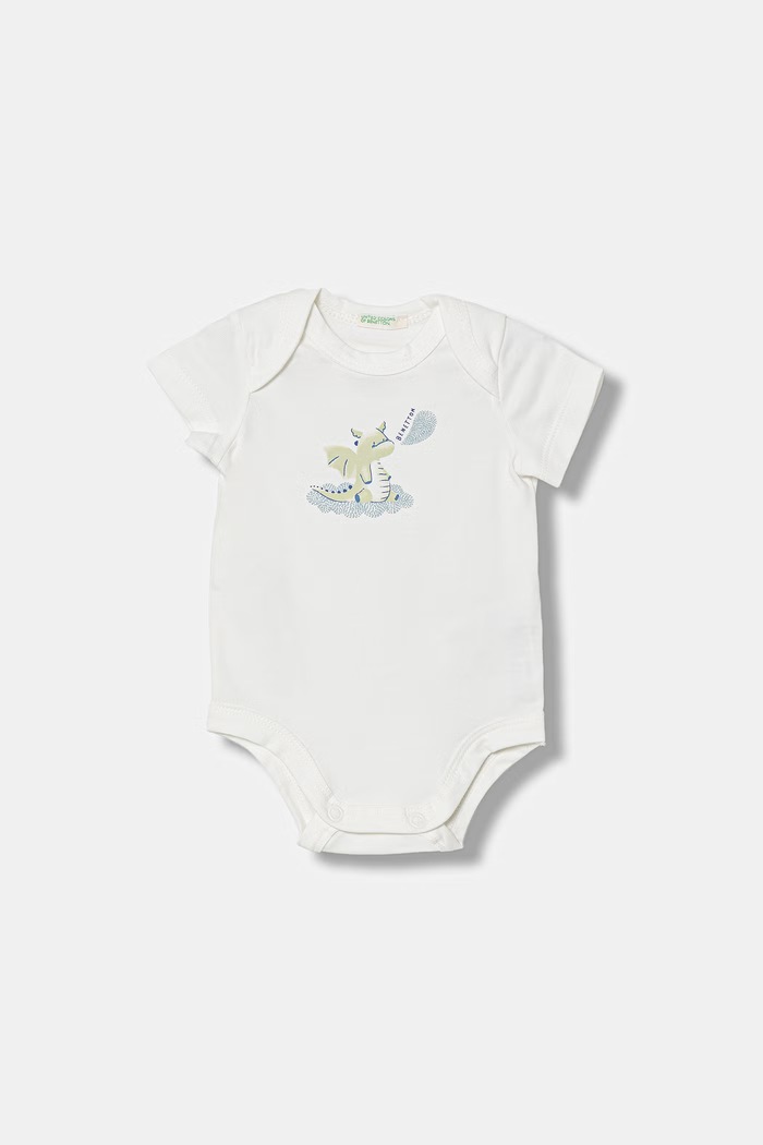 Chlapec Dojčenské bavlnené body s elastanom United Colors of Benetton 2-pak 3WGGAB010.W.Stagionale biela