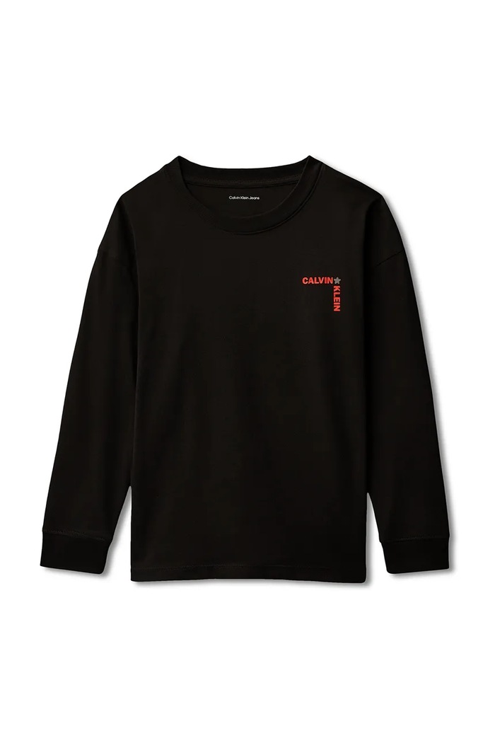 Detská bavlnená košeľa s dlhým rukávom Calvin Klein Jeans IB0IB02614.104.116.PPY2 čierna SS26