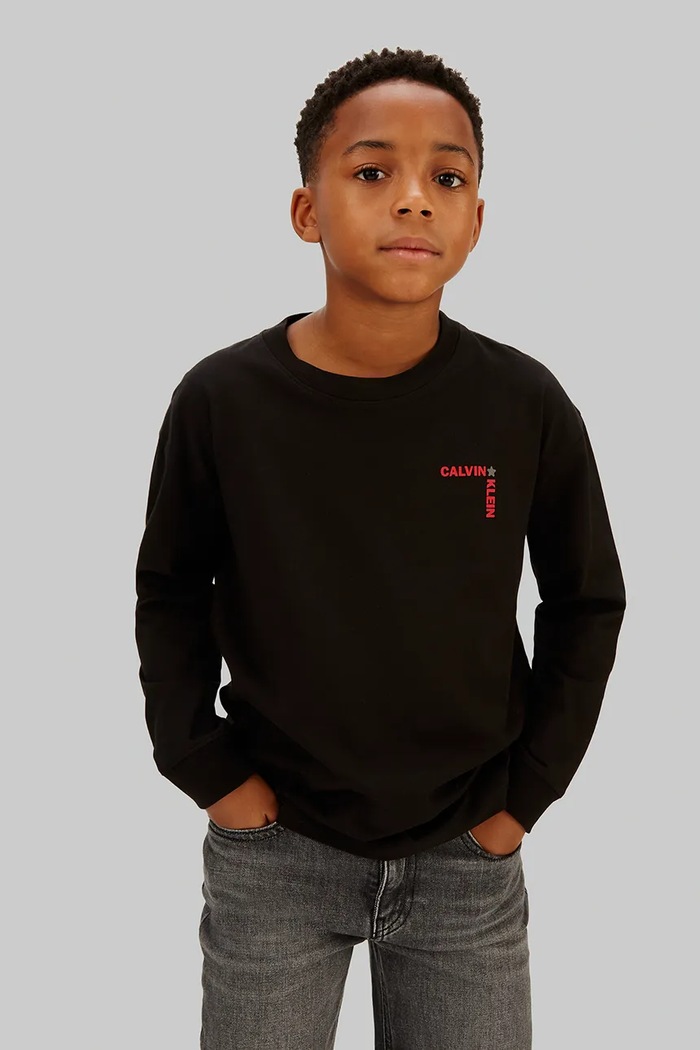 Detská bavlnená košeľa s dlhým rukávom Calvin Klein Jeans bavlna čierna IB0IB02614.128.176.PPY2