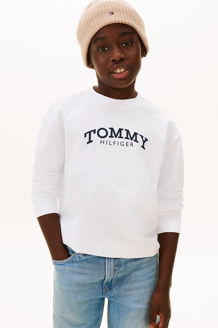 Tommy Hilfiger gyerek pamut hosszú ujjú felső pamut fehér KB0KB10052.128.176.PPY2
