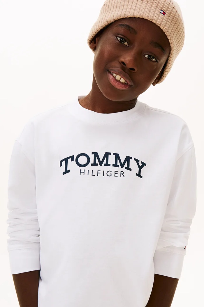 Fiú Tommy Hilfiger gyerek pamut hosszú ujjú felső KB0KB10052.128.176.PPY2 fehér