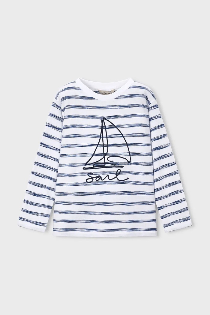 Mayoral longsleeve din bumbac pentru copii print alb 3083.5A.Mini.PPY2