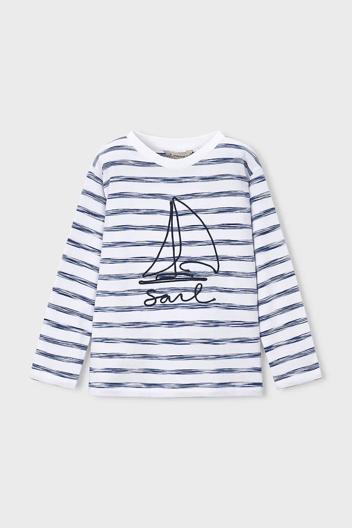 Mayoral longsleeve din bumbac pentru copii print alb 3083.5A.Mini.PPY2