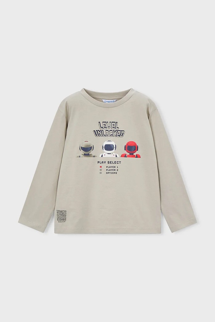Mayoral longsleeve din bumbac pentru copii 3084.5E.Mini.PPY2 bej SS26