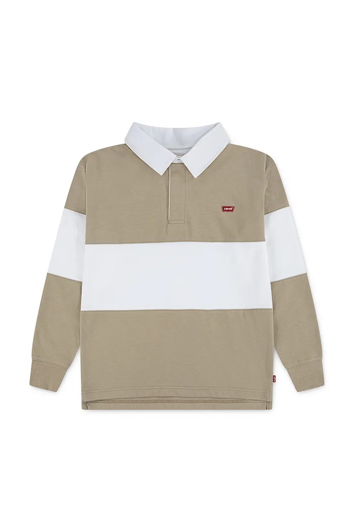 Levi's longsleeve copii TIMELESS RUGBY POLO cu modele bej 8EP601