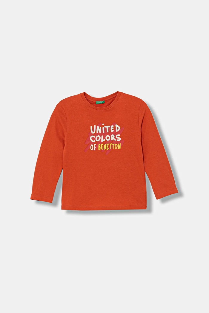 Дитячий бавовняний лонгслів United Colors of Benetton бавовна помаранчевий 3I1XG10LM.P.Stagionale