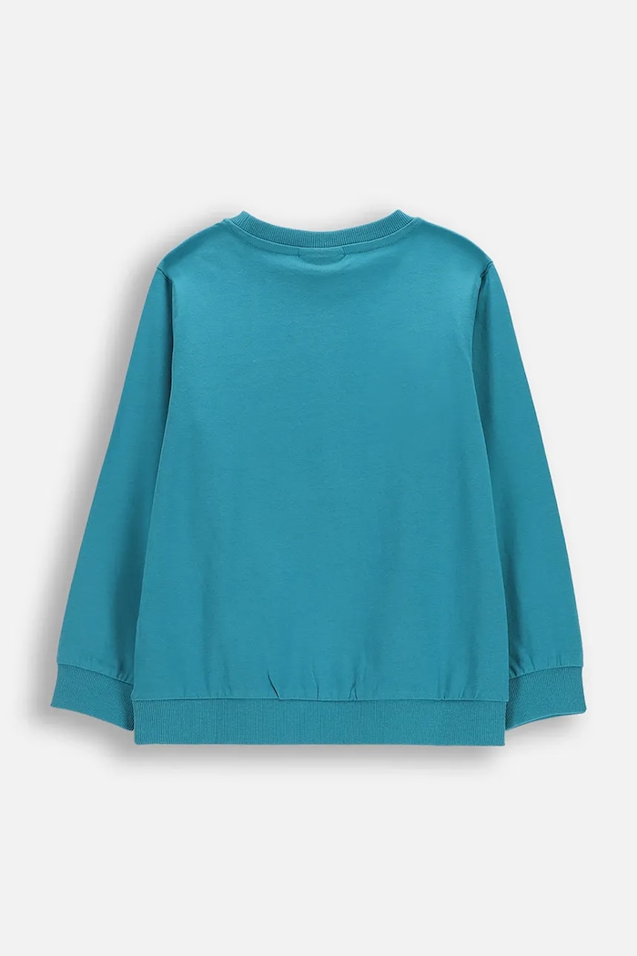 Coccodrillo longsleeve bawełniany dziecięcy WC6143104FBK turkusowy SS26
