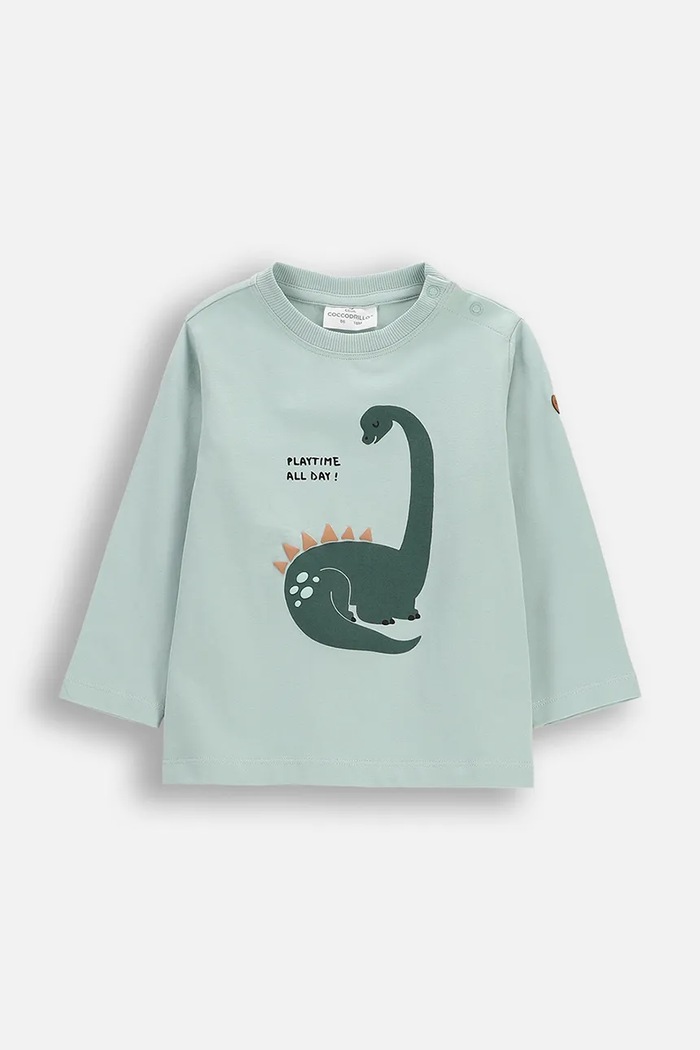 Coccodrillo longsleeve niemowlęcy z elastanem turkusowy WC6143103HBN