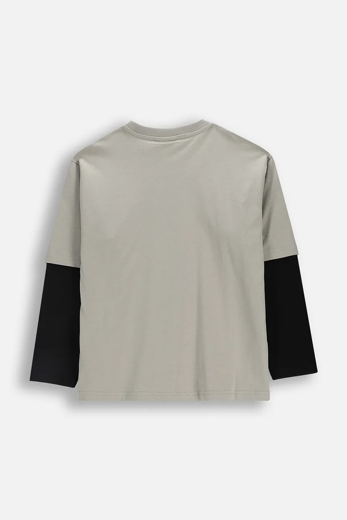 Coccodrillo longsleeve bawełniany dziecięcy WC6143101RBJ szary SS26