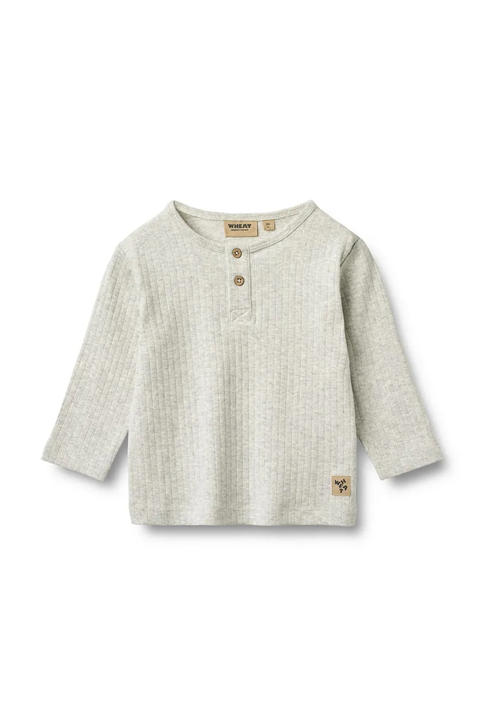 Wheat longsleeve din bumbac pentru bebeluși fixat gri 6181.020.GOTS