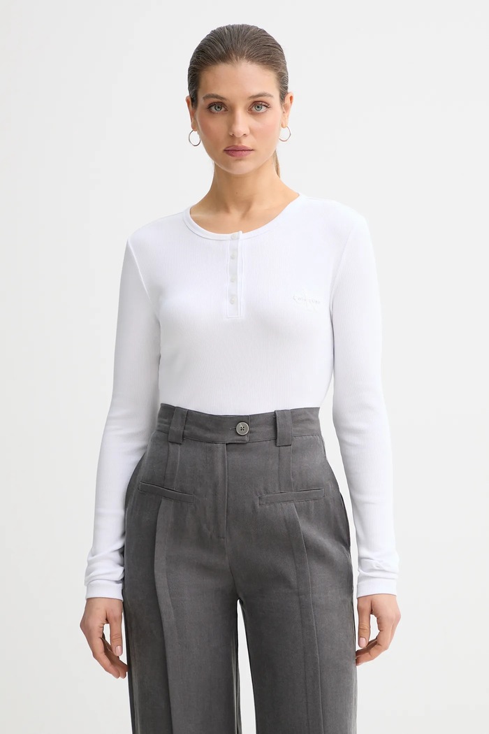 Calvin Klein Jeans hosszú ujjú elasztánnal fehér LV047E201G