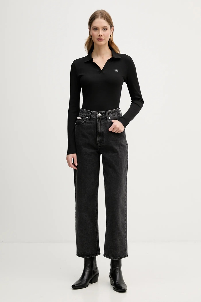 Μακρυμάνικο Calvin Klein Jeans LV047E203G μαύρο SS26