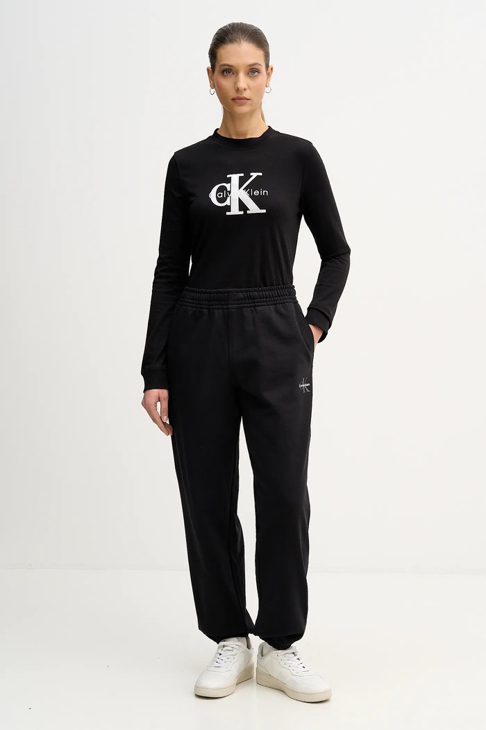 Calvin Klein Jeans pamut hosszúujjú LV047E820G fekete SS26