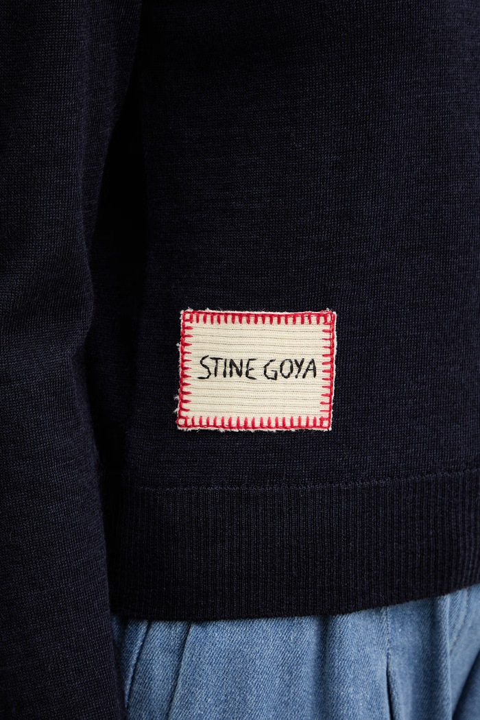Stine Goya gyapjú pulóver SG.SS26.K073.2478 sötétkék