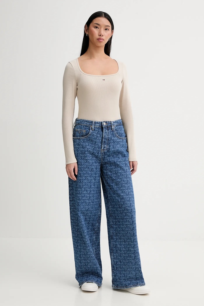 Tommy Jeans hosszú ujjú DW0DW21836 bézs SS26