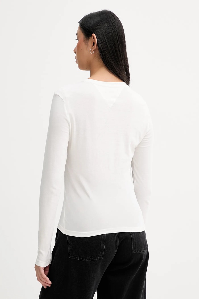 Oblečení Bavlněné tričko s dlouhým rukávem Tommy Jeans DW0DW21844 bílá