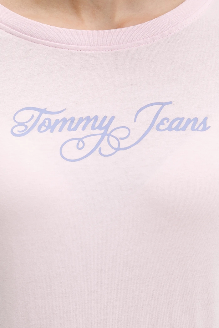 Bavlnené tričko s dlhým rukávom Tommy Jeans DW0DW21844 ružová