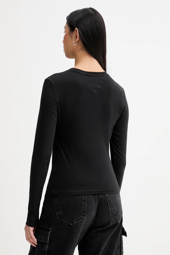 Oblečenie Bavlnené tričko s dlhým rukávom Tommy Jeans DW0DW21844 čierna