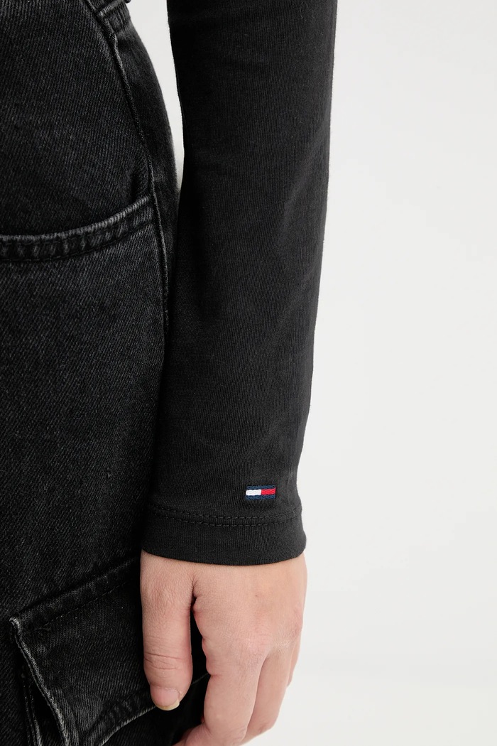 Bavlnené tričko s dlhým rukávom Tommy Jeans DW0DW21844 čierna
