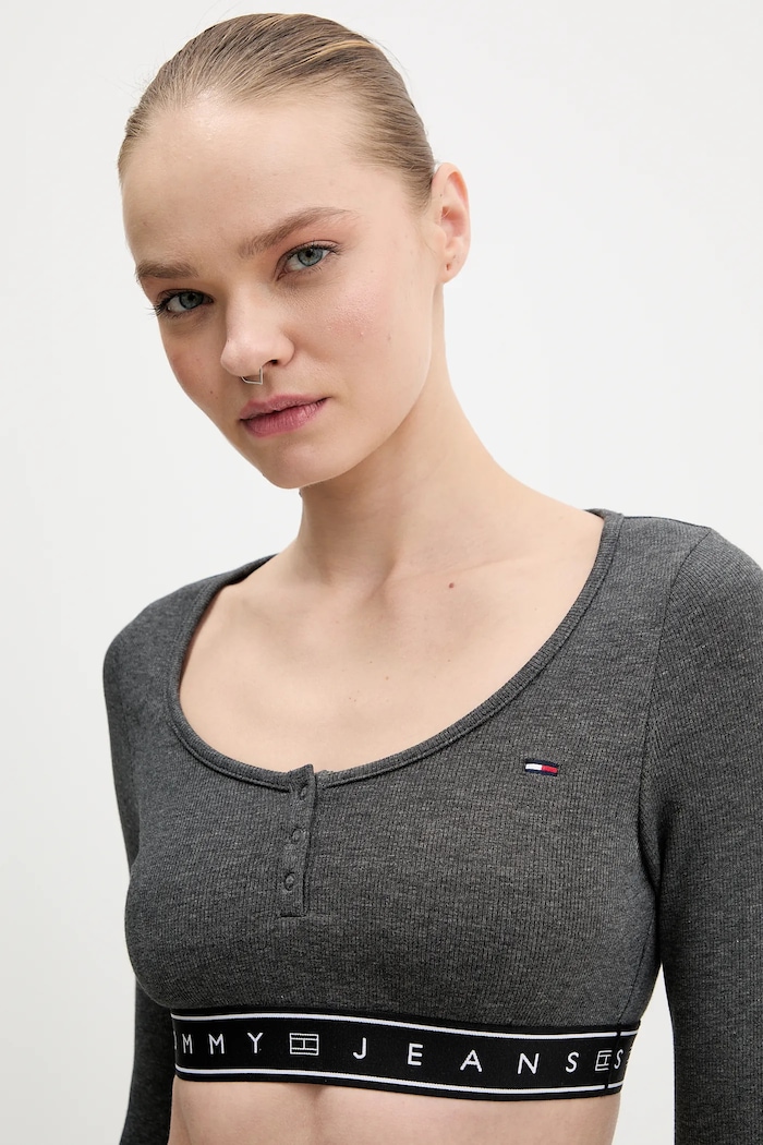 Tommy Jeans hosszú ujjú szürke DW0DW22538