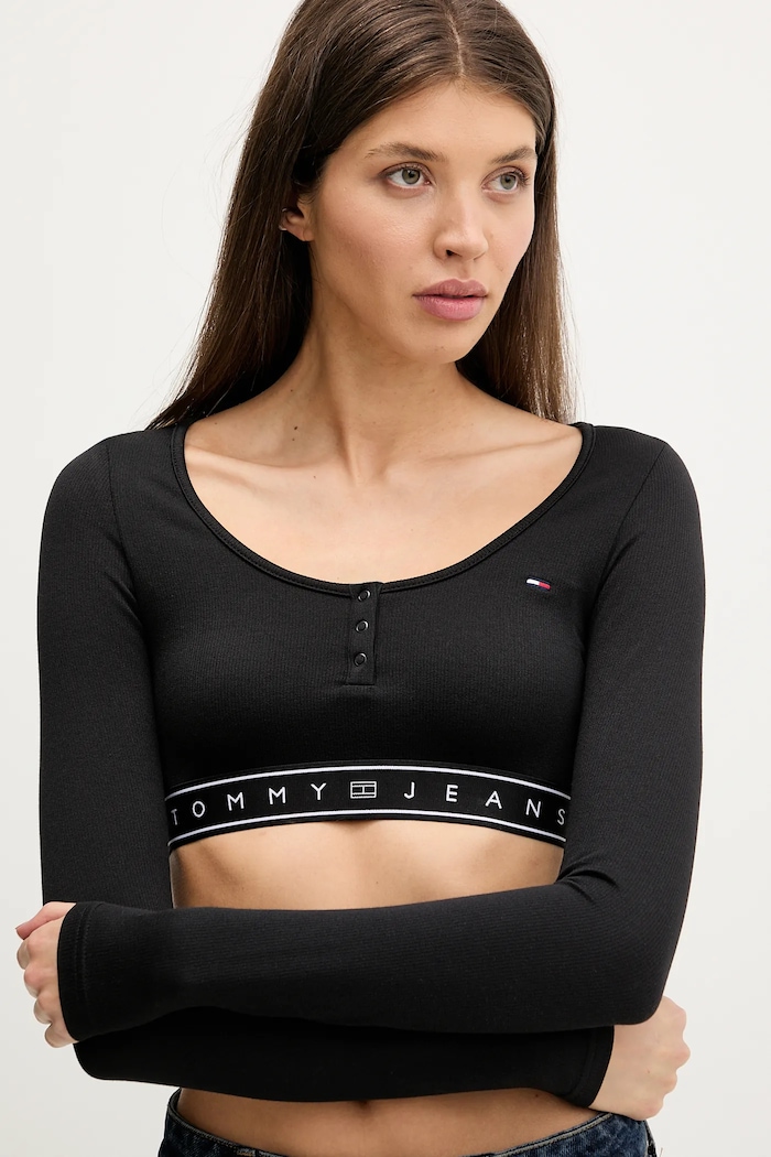 Tommy Jeans hosszú ujjú fekete DW0DW22538