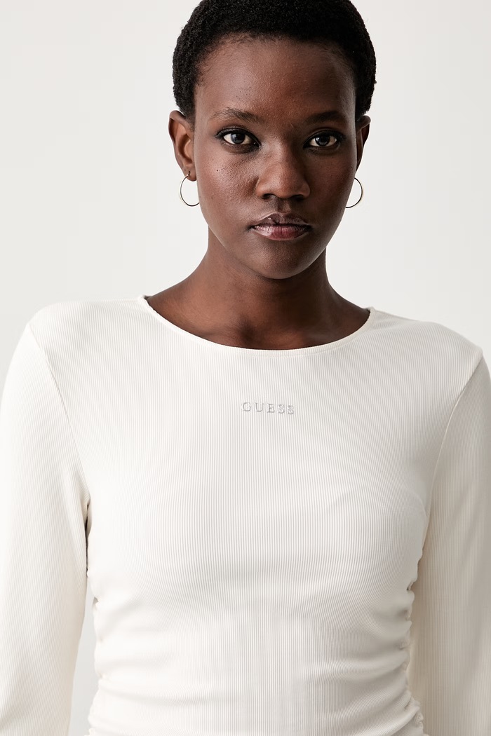 Guess longsleeve damski z modalem NAT beżowy V6RP08.KD932