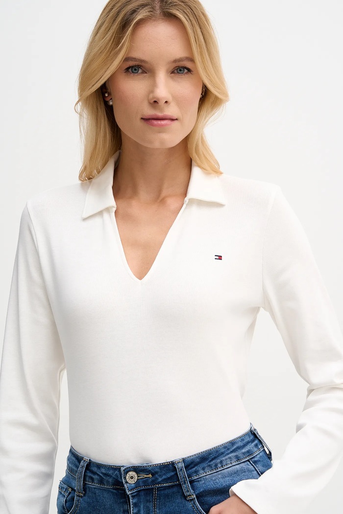Îmbrăcăminte Tommy Hilfiger longsleeve din bumbac WW0WW47850 bej