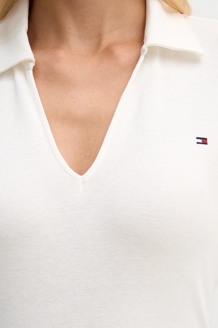 Tommy Hilfiger longsleeve din bumbac bej WW0WW47850