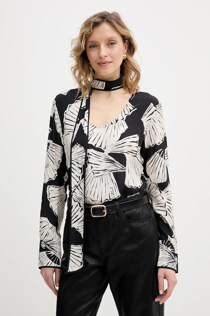 Karl Lagerfeld bluză legat negru B1W11004
