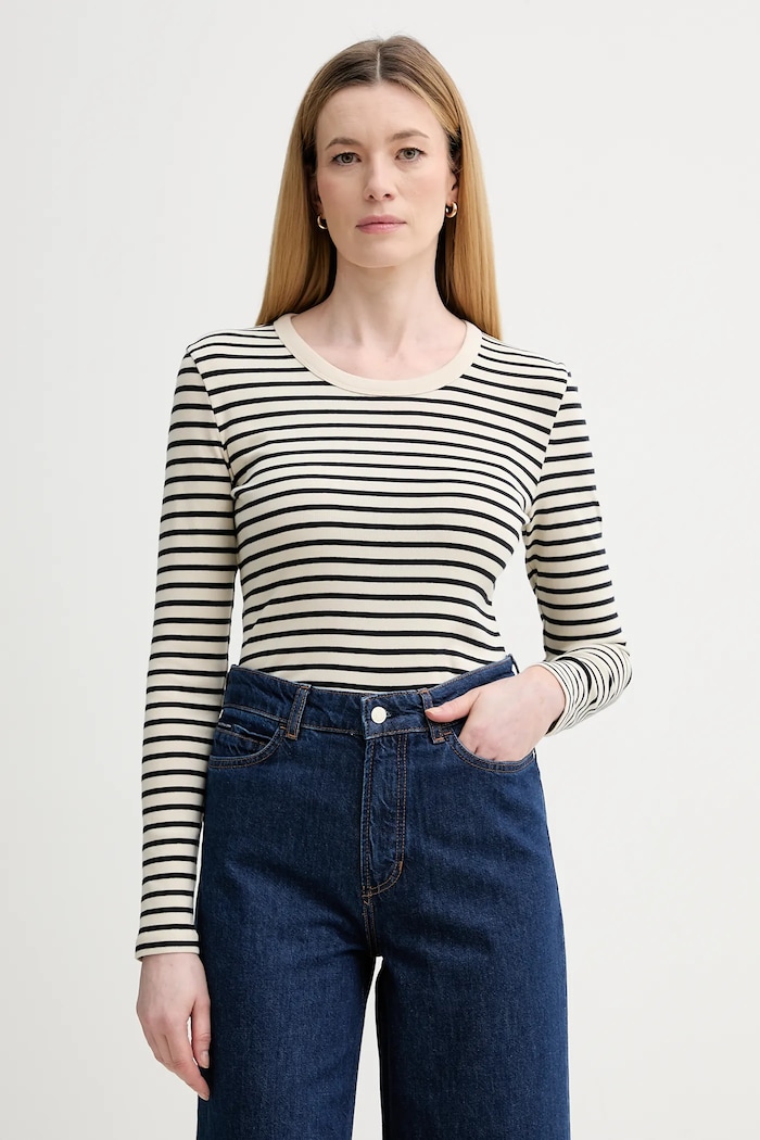 Marc O'Polo longsleeve din bumbac curele bej 600207452011