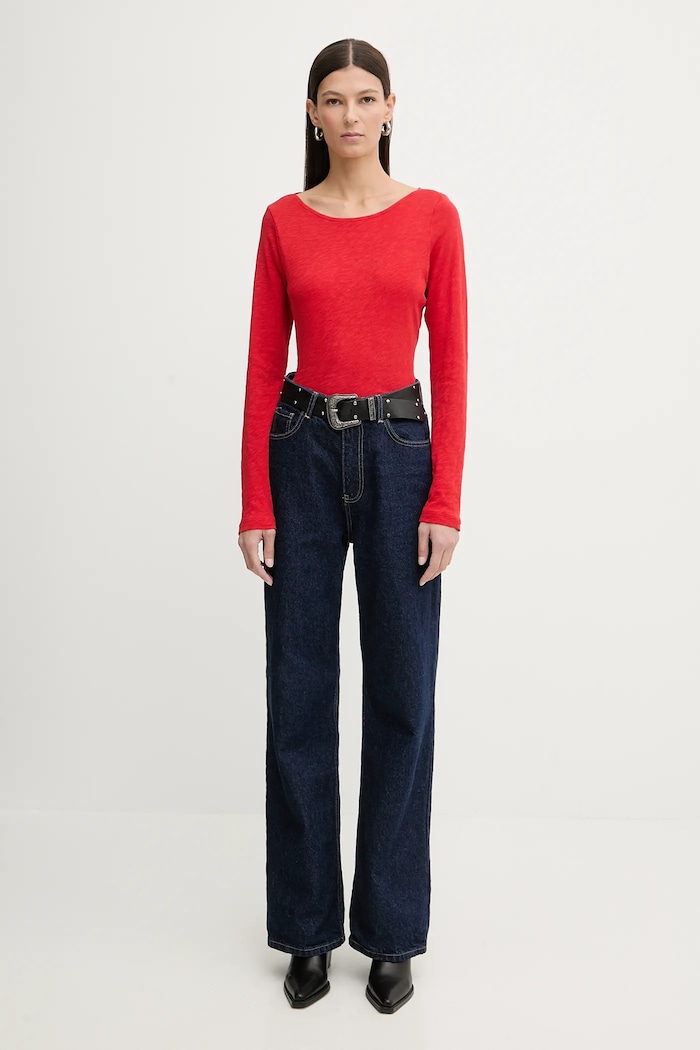 Marc O'Polo longsleeve din bumbac 5000010573 rosu SS26