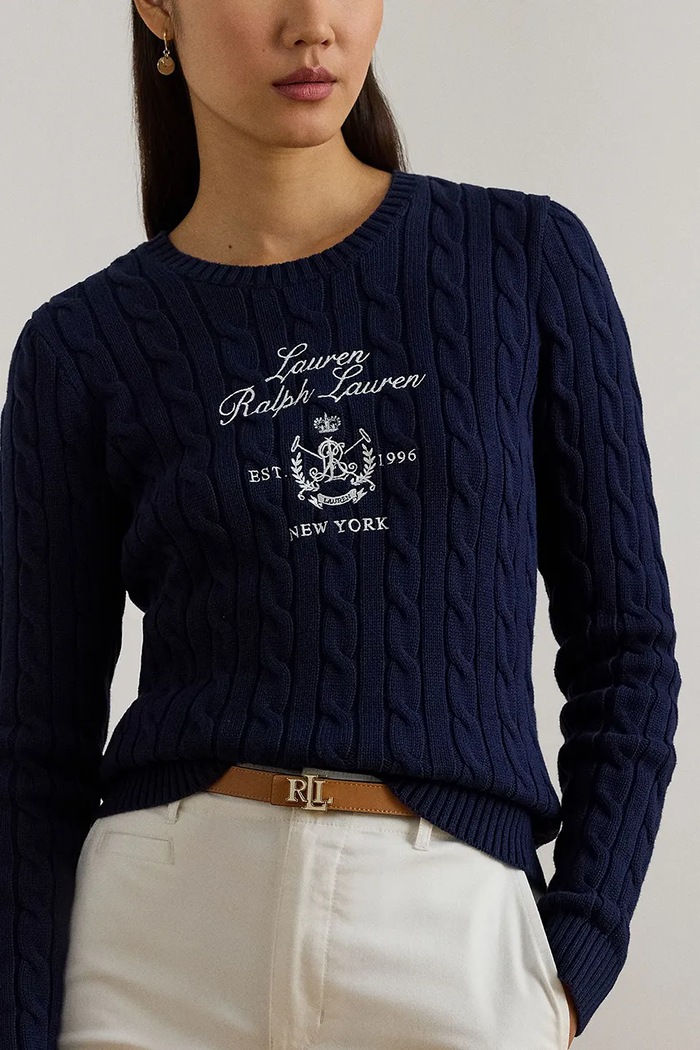 Lauren Ralph Lauren pulover de bumbac bleumarin 200P03508
