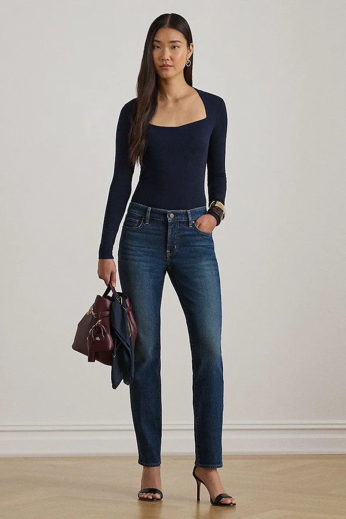 Дрехи Блуза с дълги ръкави Lauren Ralph Lauren 200P03712 тъмносин