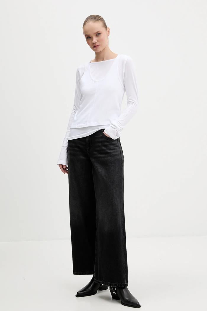 Bavlněné tričko s dlouhým rukávem The Ragged Priest RPAW251014JS bílá SS26