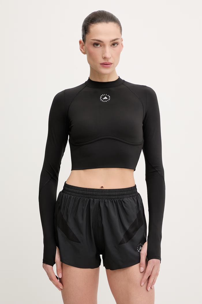 Tréningové tričko s dlhým rukávom adidas by Stella McCartney slim čierna JW4566