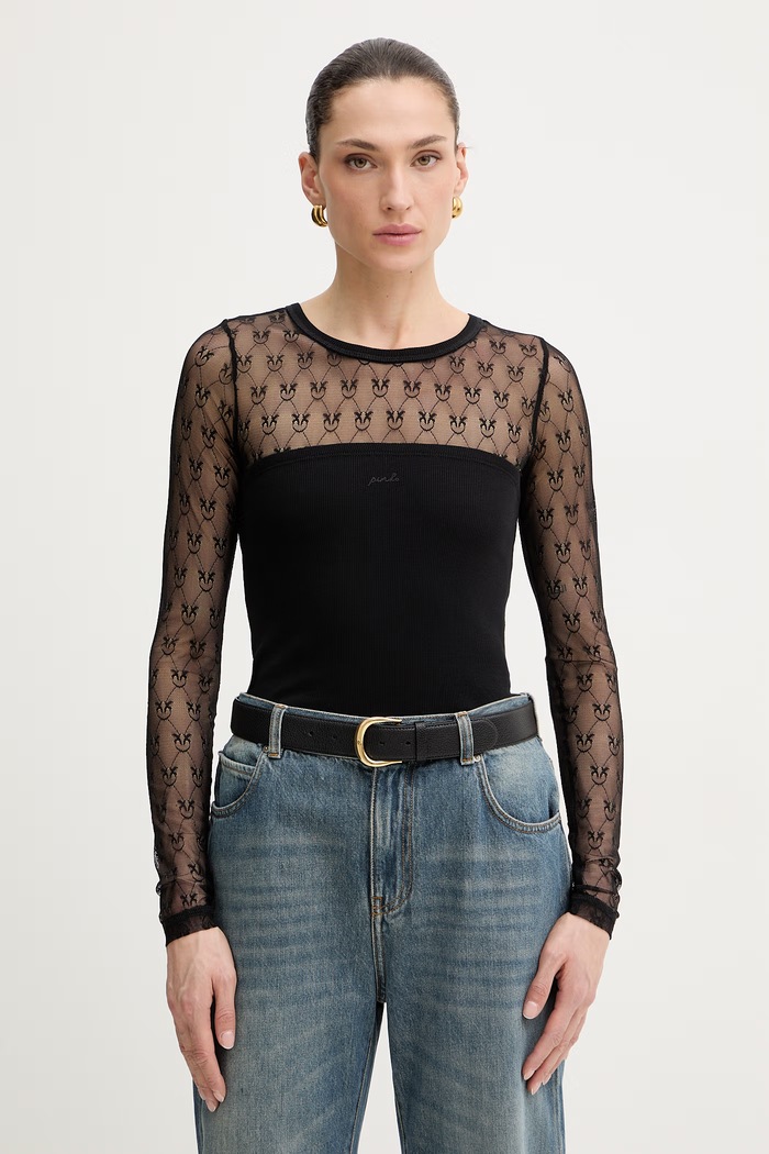 Tričko s dlhým rukávom Pinko slim čierna 106472.A362
