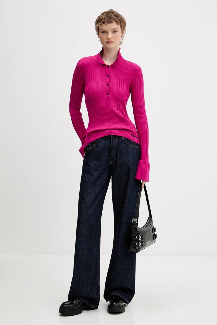 Tričko s dlhým rukávom Karl Lagerfeld Jeans B1W18026 ružová SS26