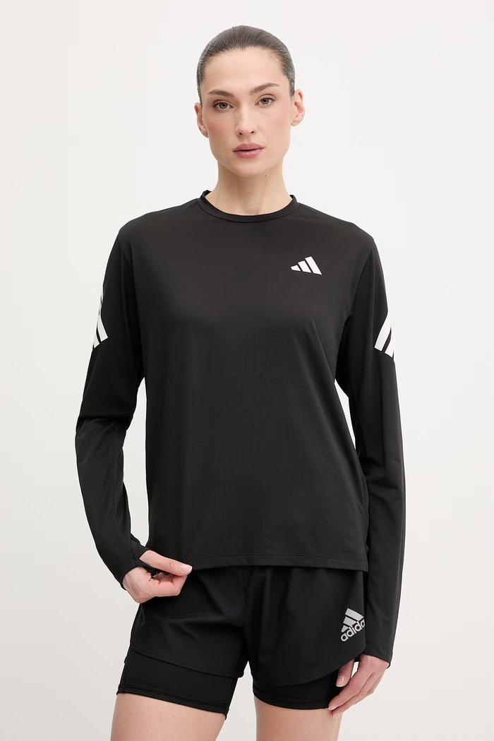 Tréningové tričko s dlhým rukávom adidas Performance adi365 potlač čierna KE6840
