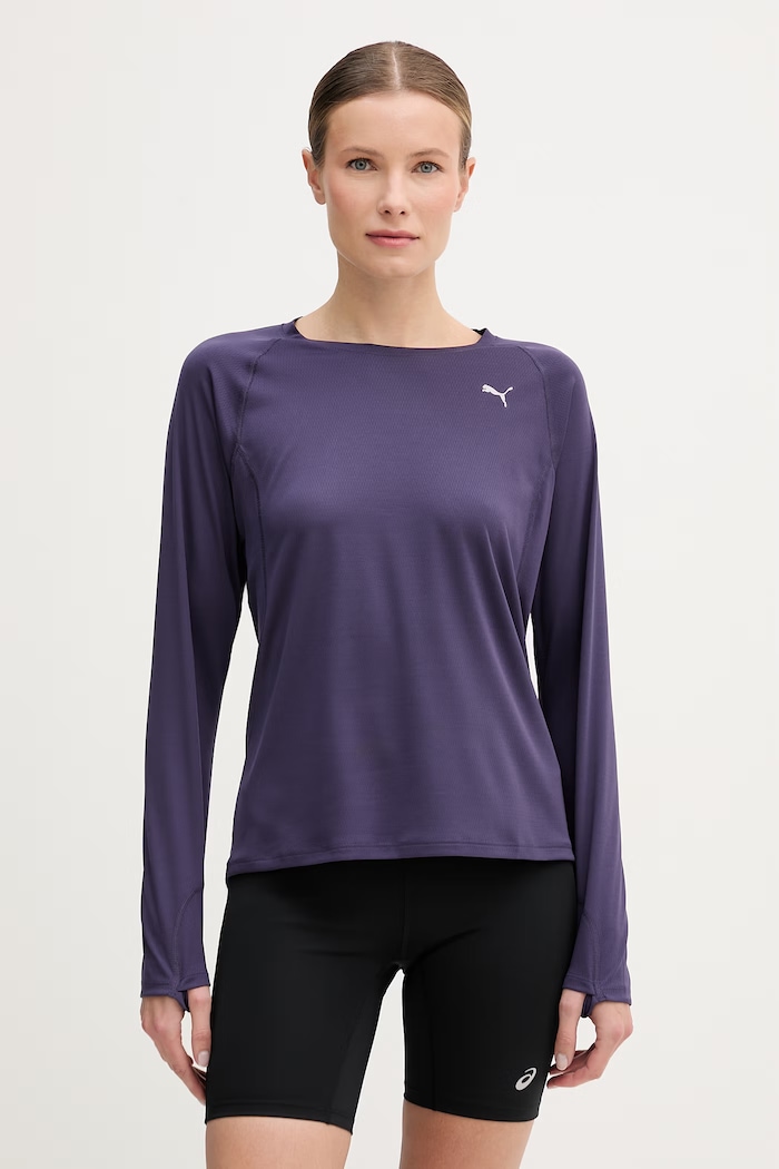 Športové tričko s dlhým rukávom Puma Run Velocity jednofarebný fialová 526581