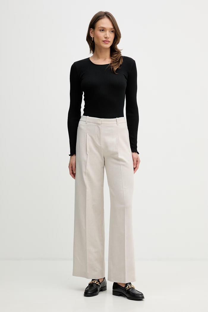 Mos Mosh longsleeve din mătase Elaine 176370 negru SS26