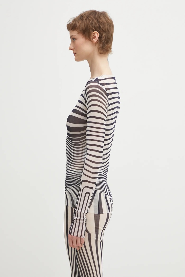 Blúzka Jean Paul GAULTIER Morphing Stripes 26.01.W.TO446.M019P tmavomodrá SS26