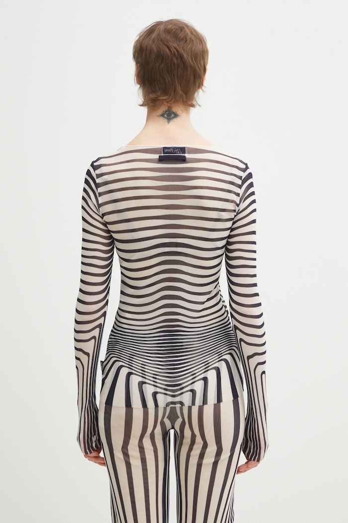 Oblečenie Blúzka Jean Paul GAULTIER Morphing Stripes 26.01.W.TO446.M019P tmavomodrá