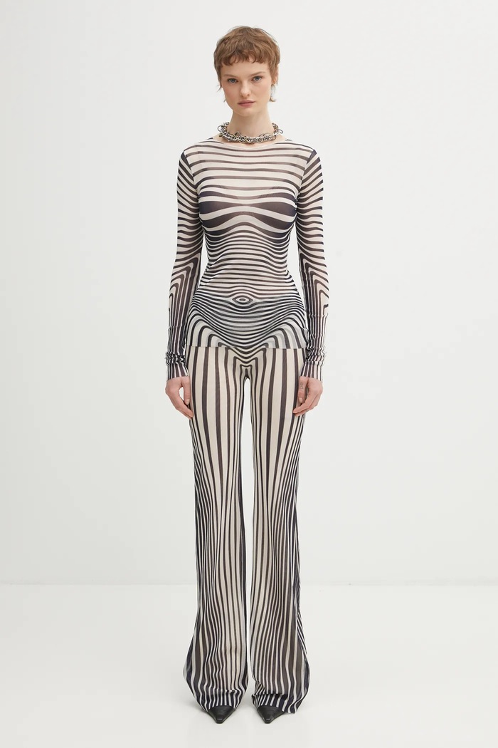 Blúzka Jean Paul GAULTIER Morphing Stripes 26.01.W.TO446.M019P tmavomodrá