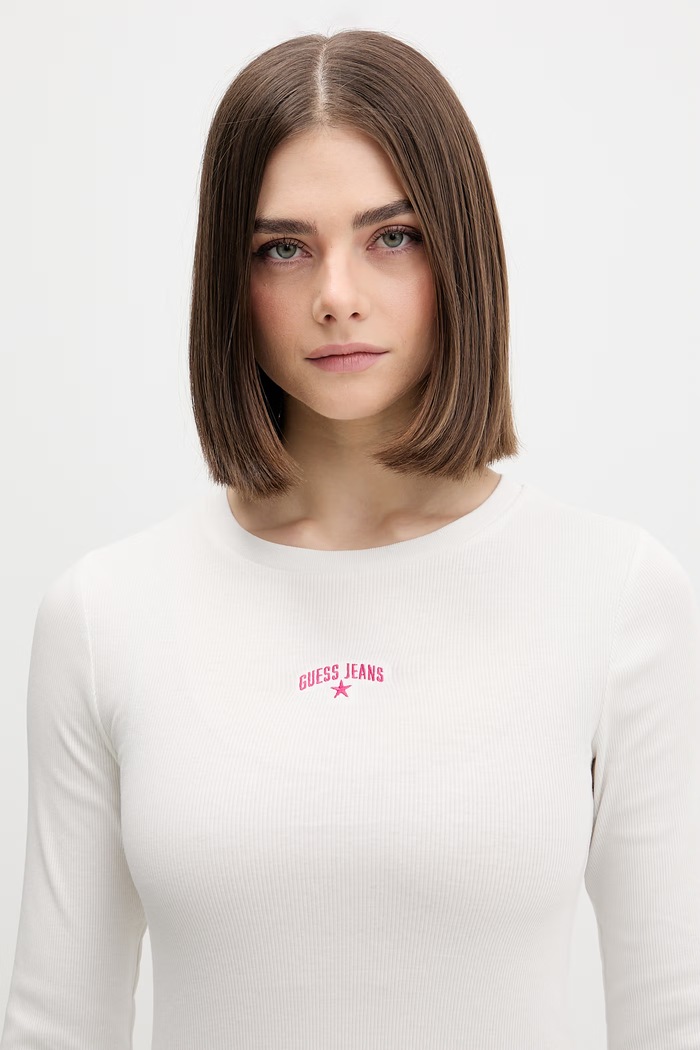 Guess Jeans лонгслів жіночий бавовняний бежевий W6GPZ4.KA0H1