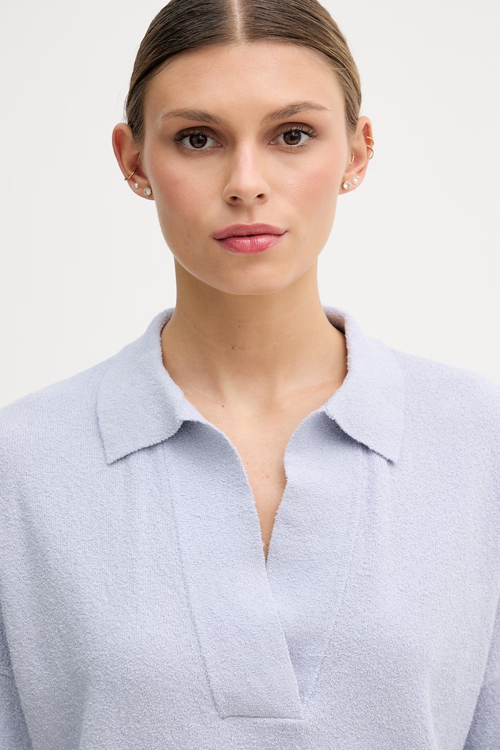 Sisley dámsky longsleeve z bavlny modrá 19DUL300G