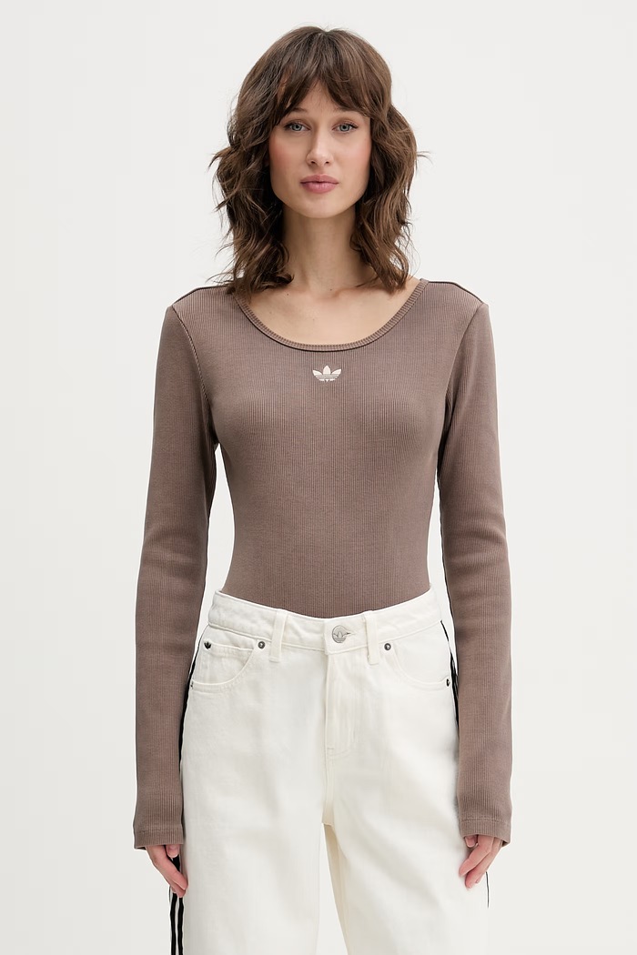 adidas Originals body dámske s bavlnou béžová KE1122